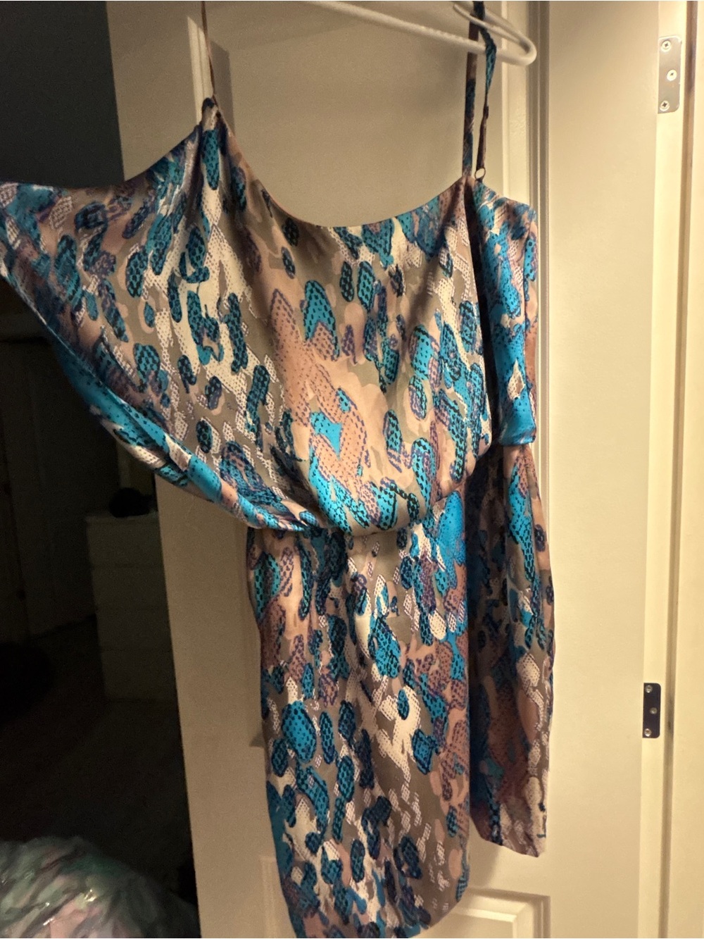 Jessica Simpson Blue and Taupe Animal-Print Dress